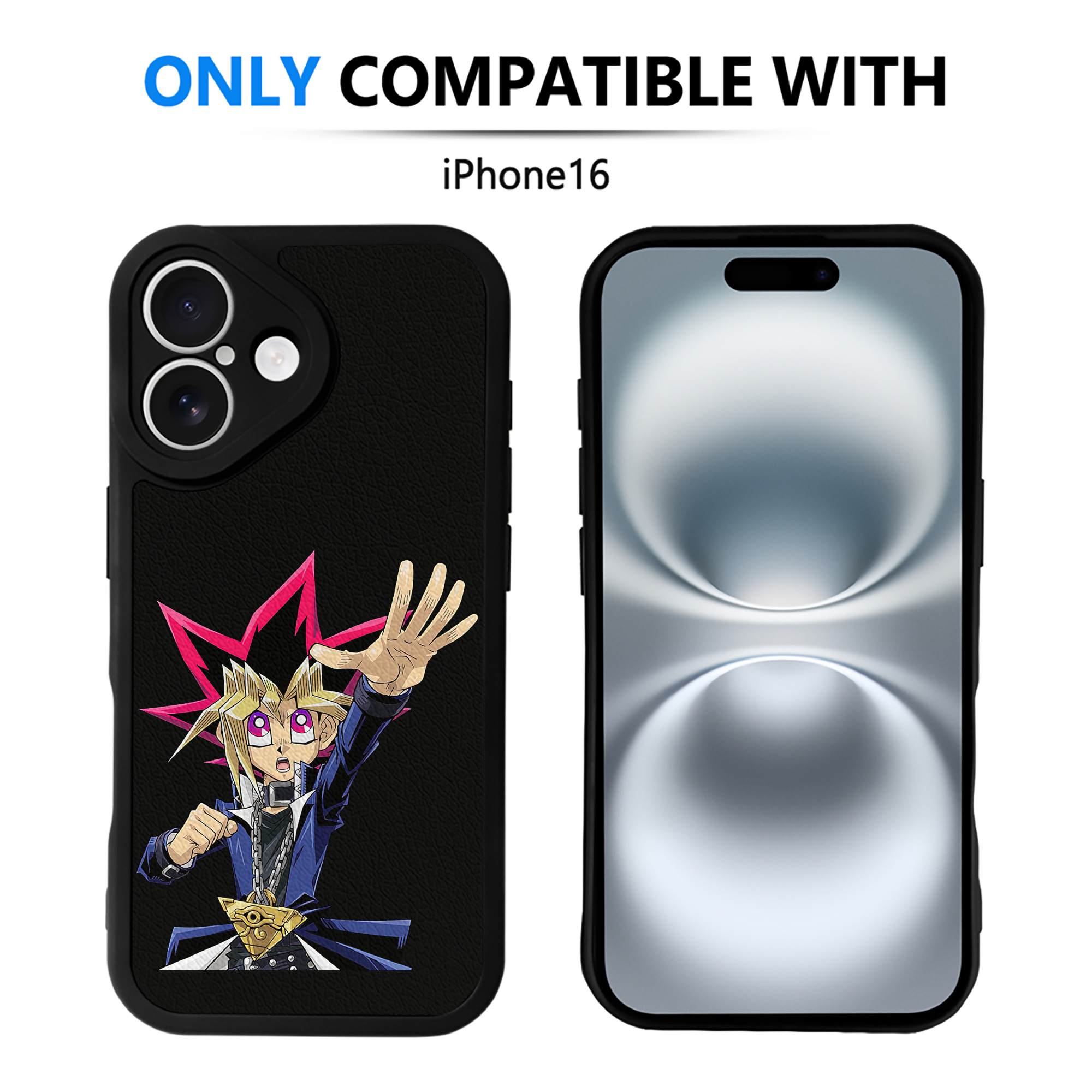 （画像用） 遊☆戯☆王 Yu-Gi-Oh! 【iPhone 16シリーズ対応】シリコンスマホケース（レザー調） 材質：シリコン